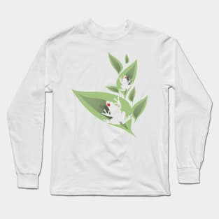 Tree Frogs On Green Leaves Long Sleeve T-Shirt